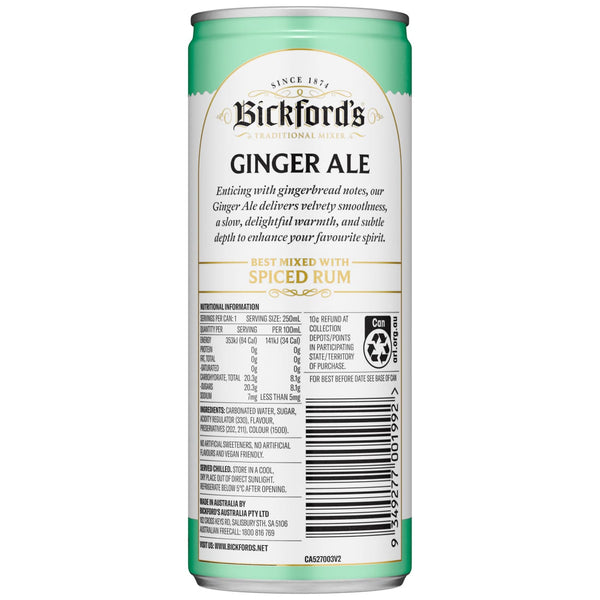 Bickford’s Ginger Ale 250ml - Soft Drinks