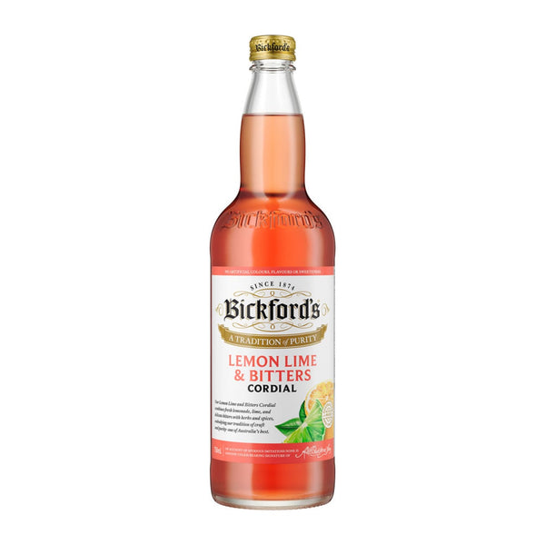 Bickford’s Lemon Lime & Bitters Cordial,750ml - Cordial