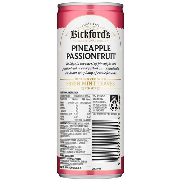 Bickford’s Pineapple Passionfruit 250ml - Soda