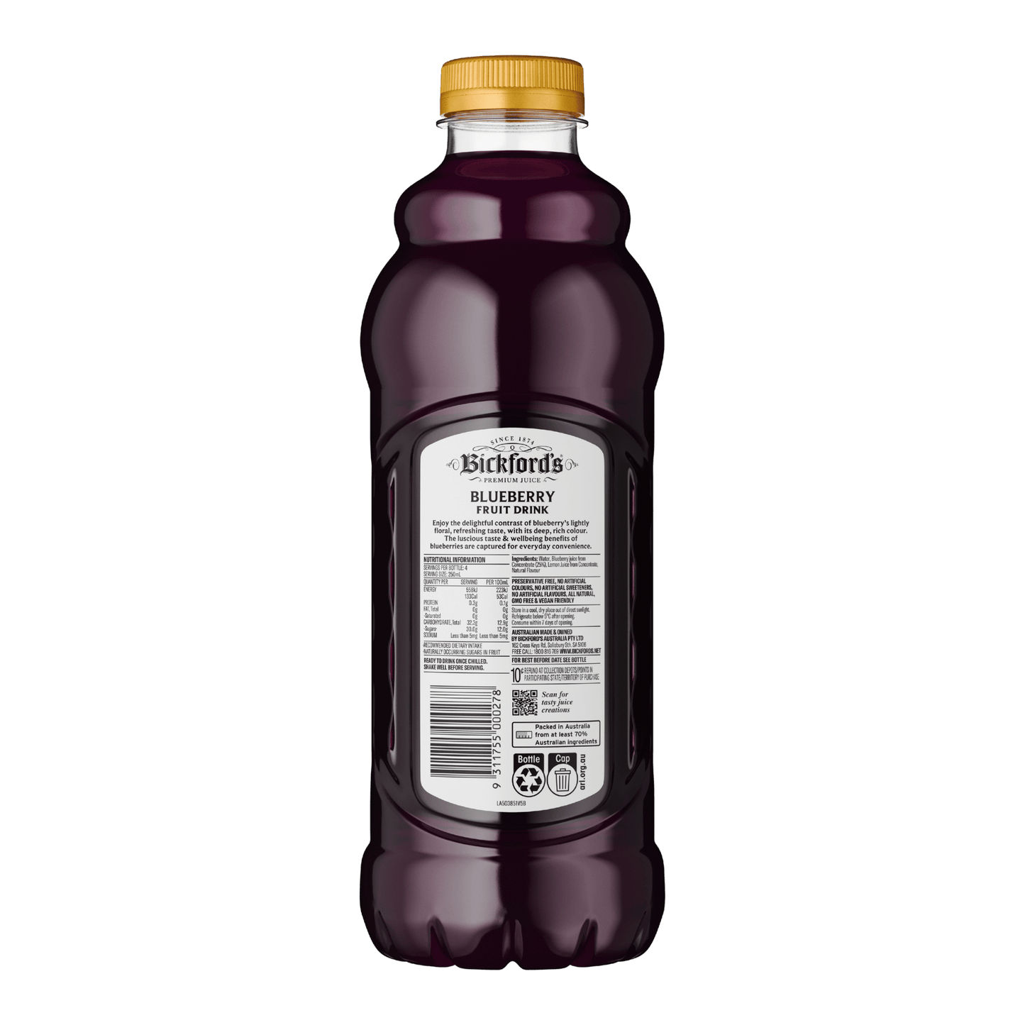Bickford's Premium Blueberry Juice Drink, 1Lt - Juice