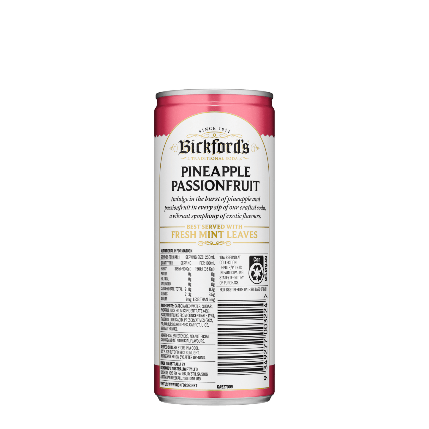 Bickford's Pineapple Passionfruit, 250ml - Soda