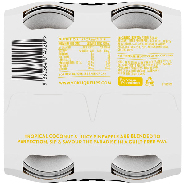 Mocktails by Vok Pina Colada 4 x 250ml - Premix