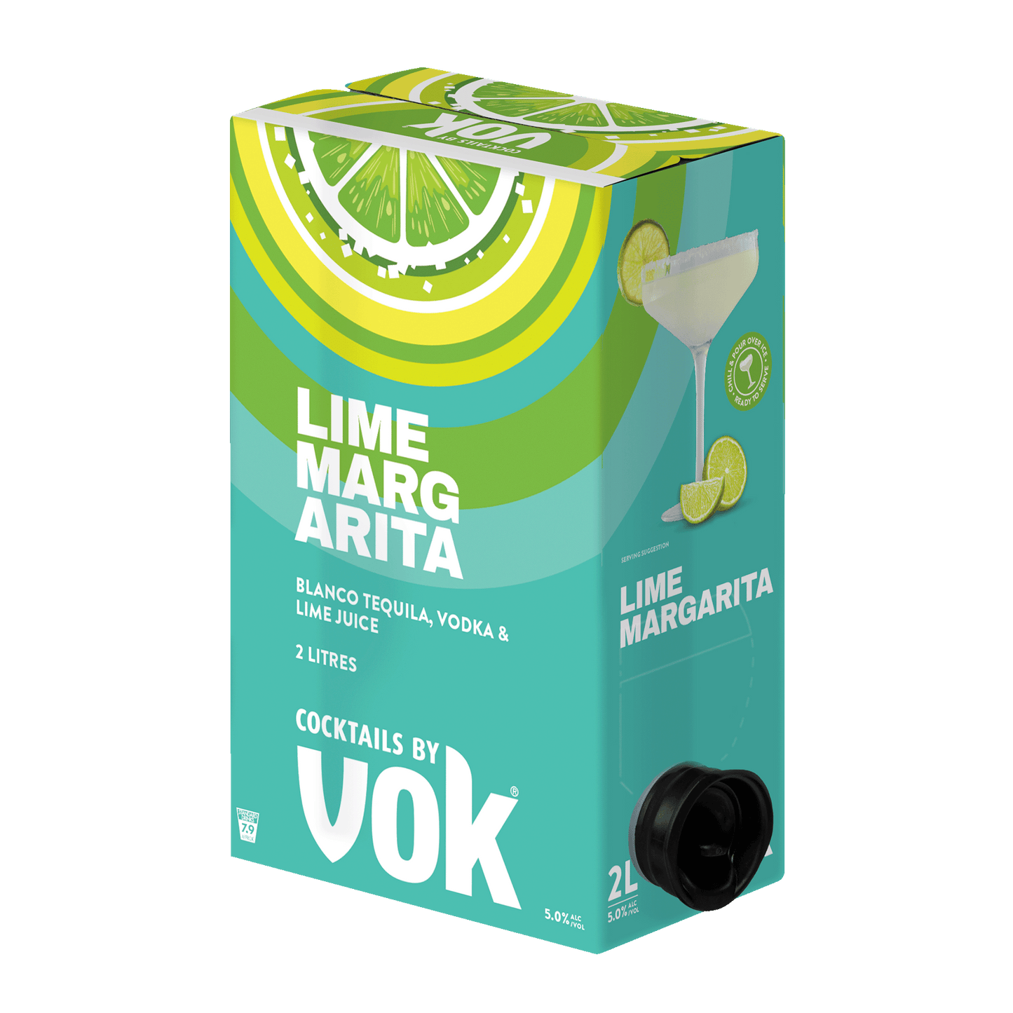 Vok Lime Margarita Ready to Serve Cocktails, 2Lt 5% Alc. - Liquor