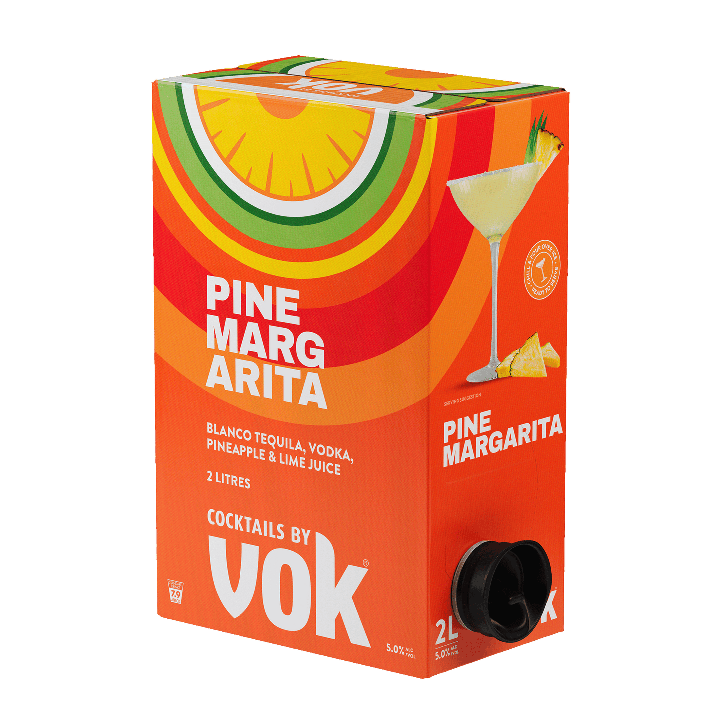 Vok Pineapple Margarita Ready to Serve Cocktails, 2Lt 5% Alc. - Liquor