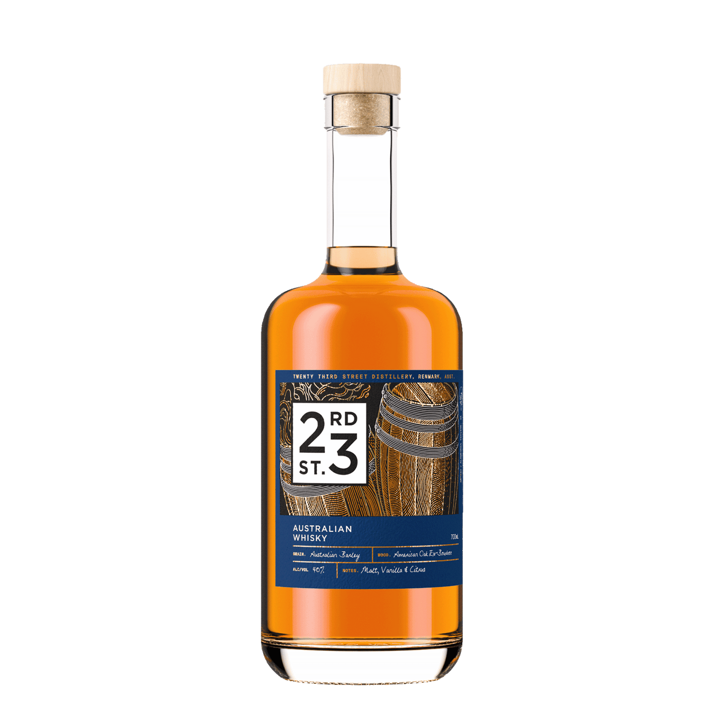 23rd Street Distillery Australian Whisky, 700ml 40% Alc.