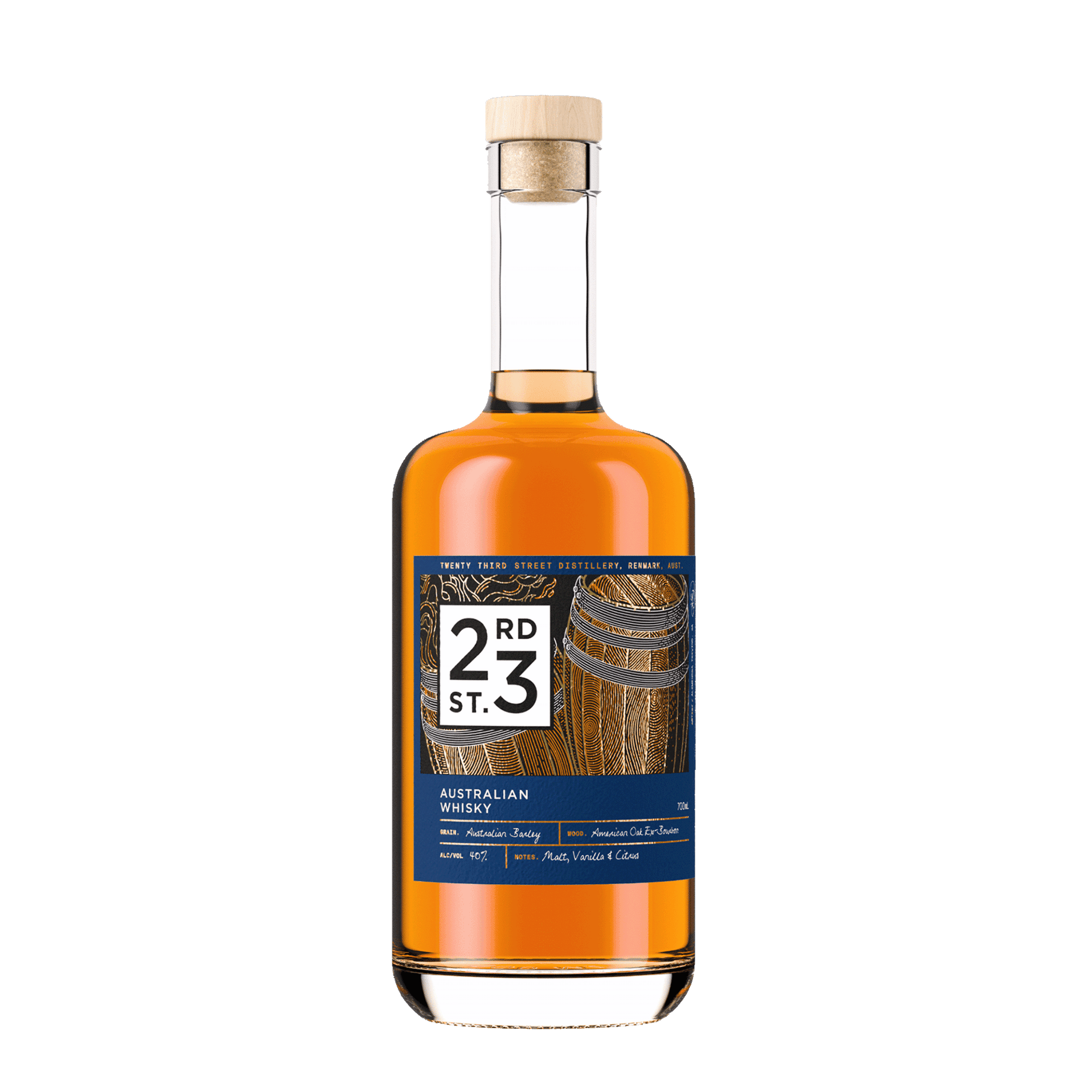 23rd Street Distillery Australian Whisky, 700ml 40% Alc.