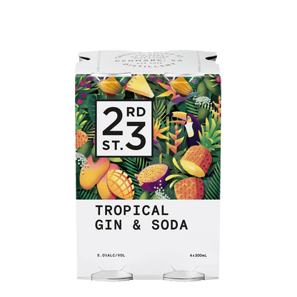 23rd Street Tropical Gin & Soda, 4x300ml 5% Alc. - Premixed
