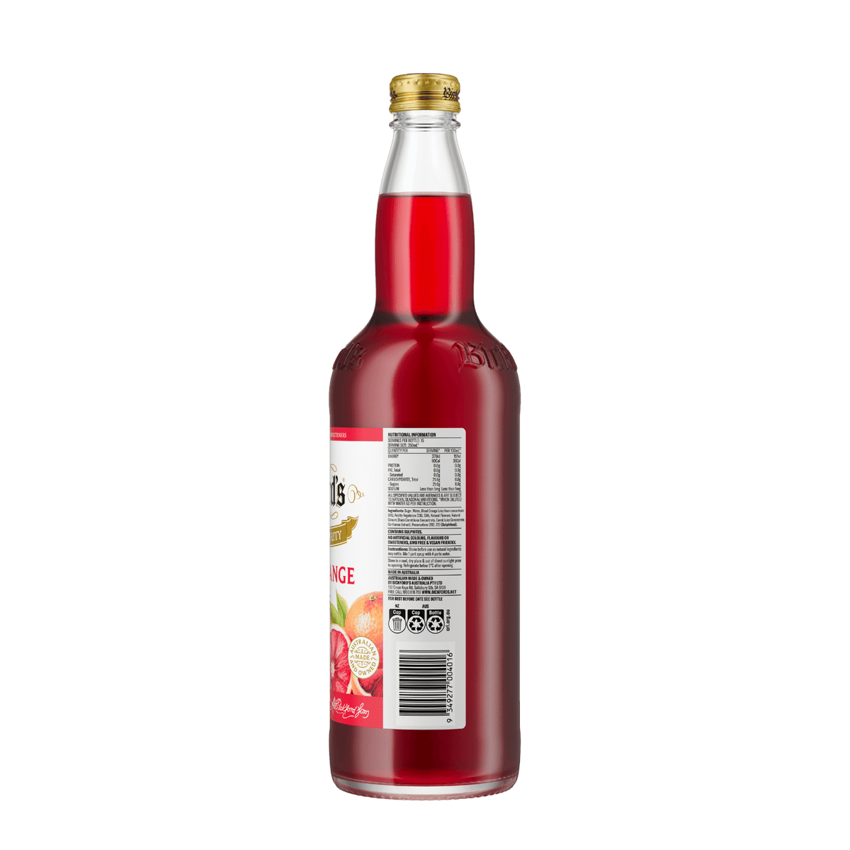 Bickford's Blood Orange Cordial, 750ml Carton