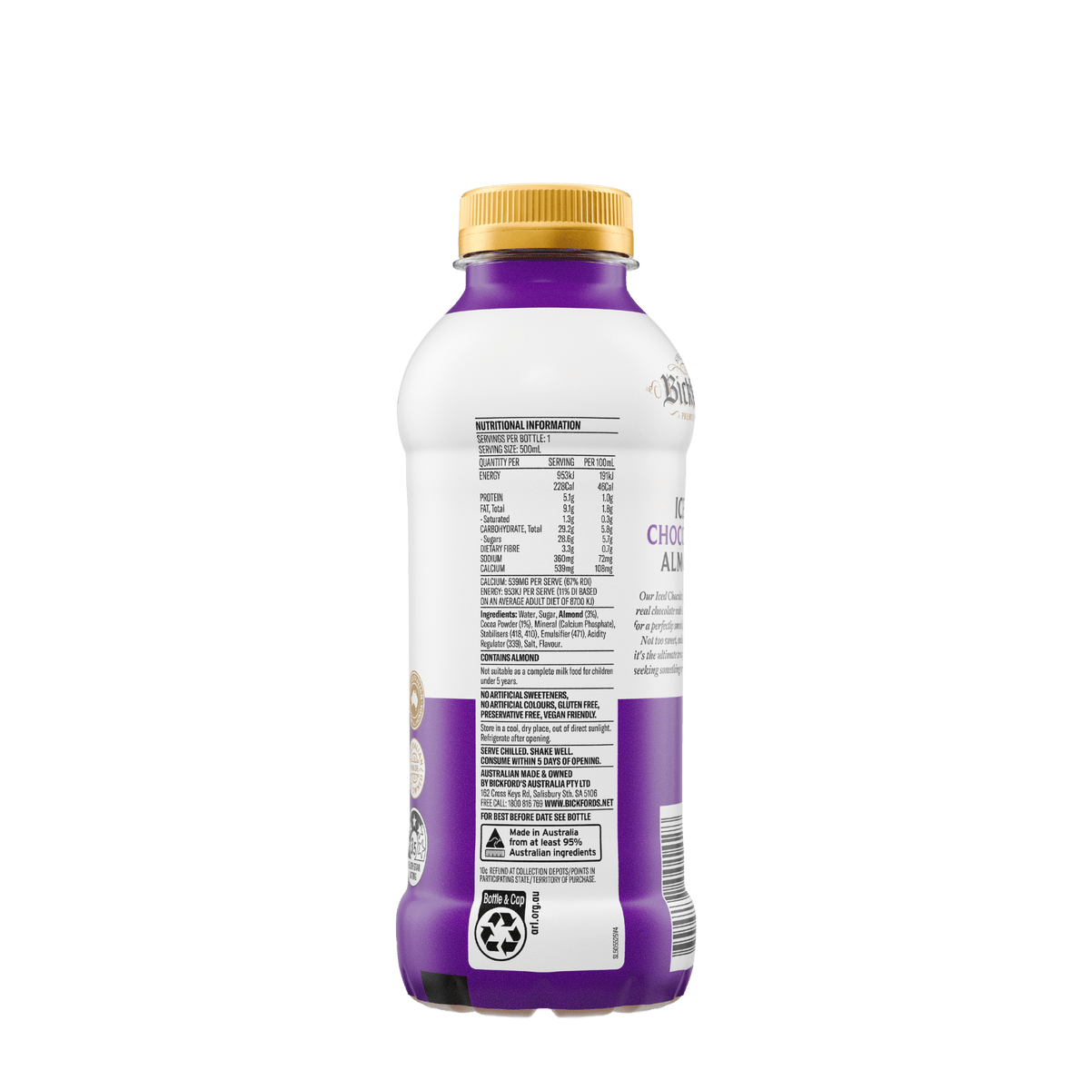Bickford's Iced Chocolate Almond, 12 x 500mL