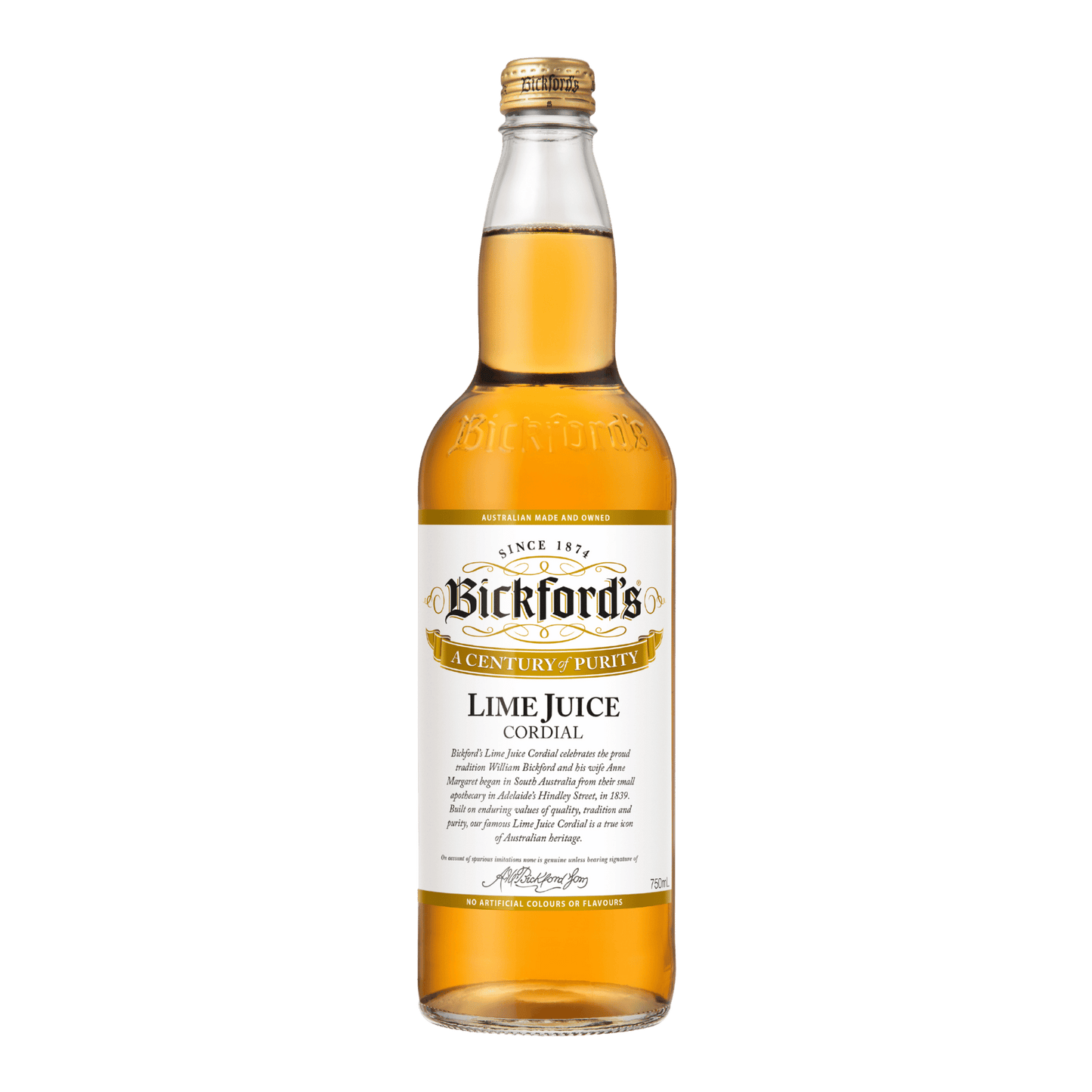 Bickford's Brown Lime Cordial, 750ml (SA only)