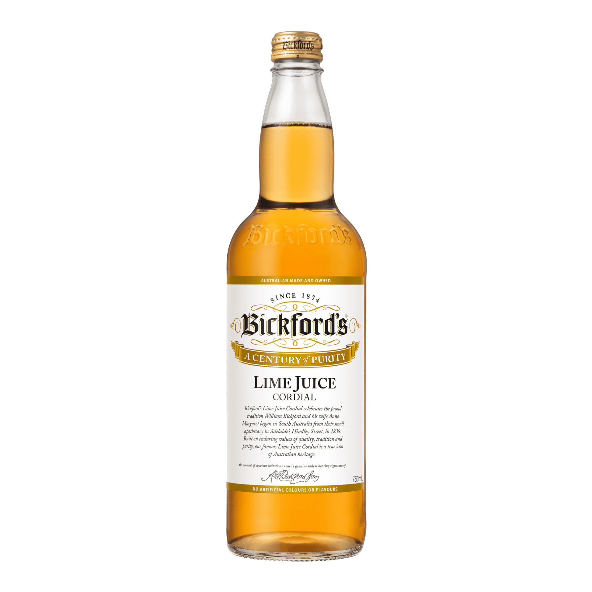 Bickford's Brown Lime Cordial, 750ml (SA only)