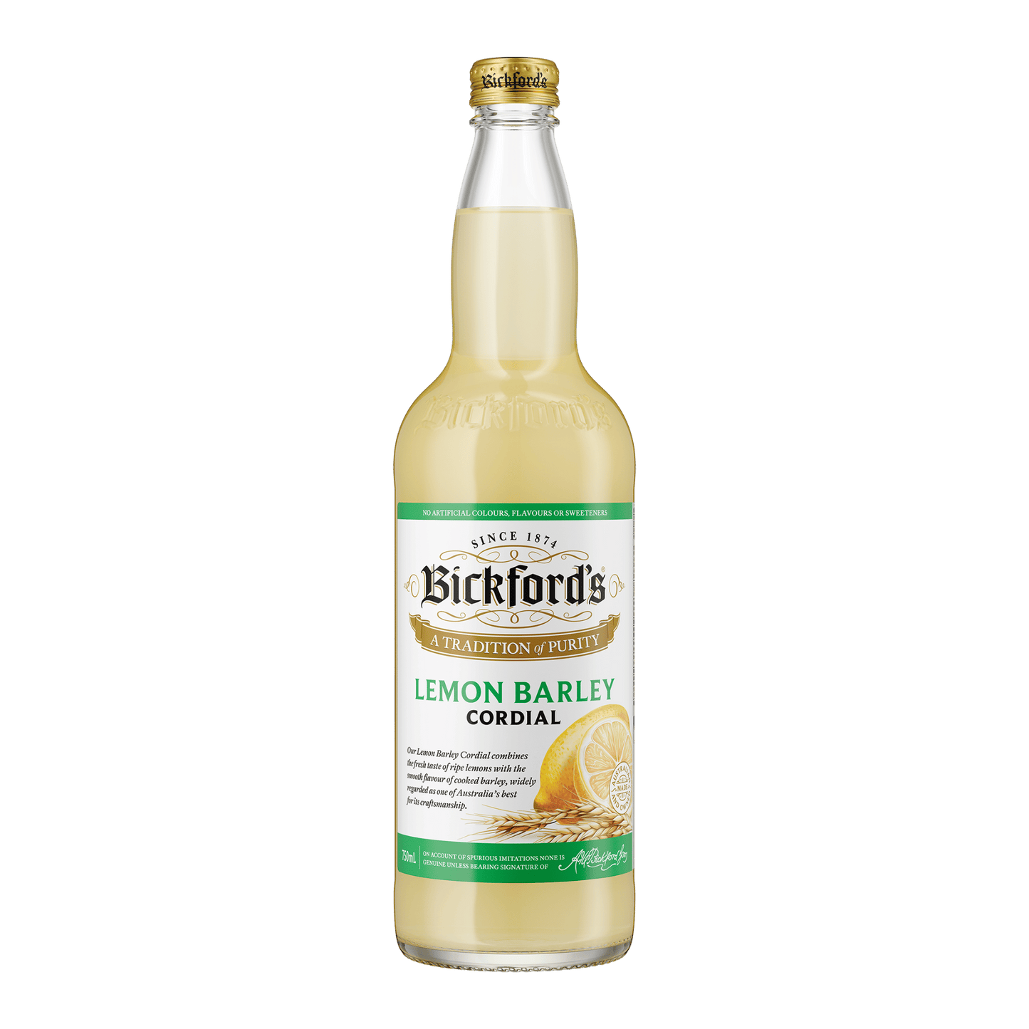 Bickford's Lemon Barley Cordial, 750ml