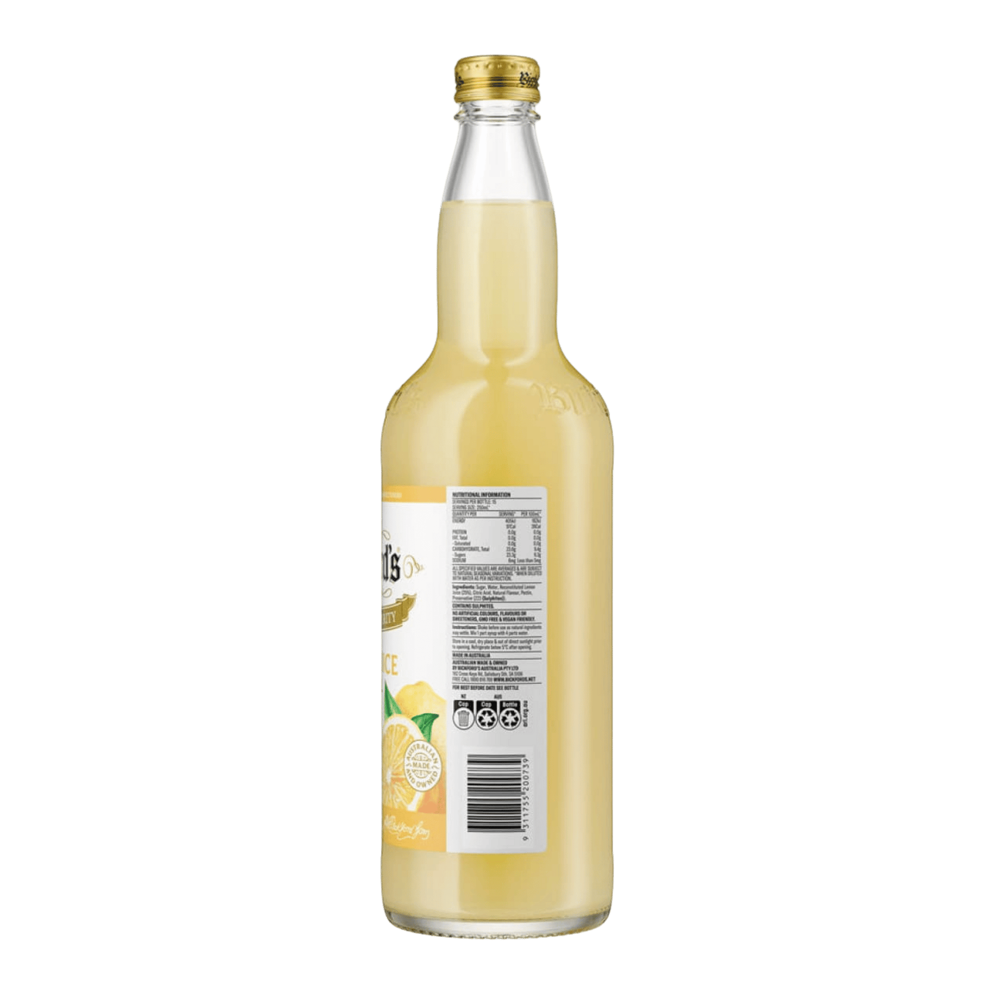 Bickford's Lemon Juice Cordial, 750ml