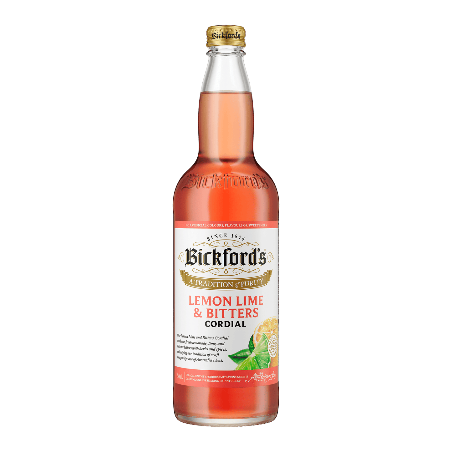 Bickford's Lemon Lime & Bitters Cordial,750ml