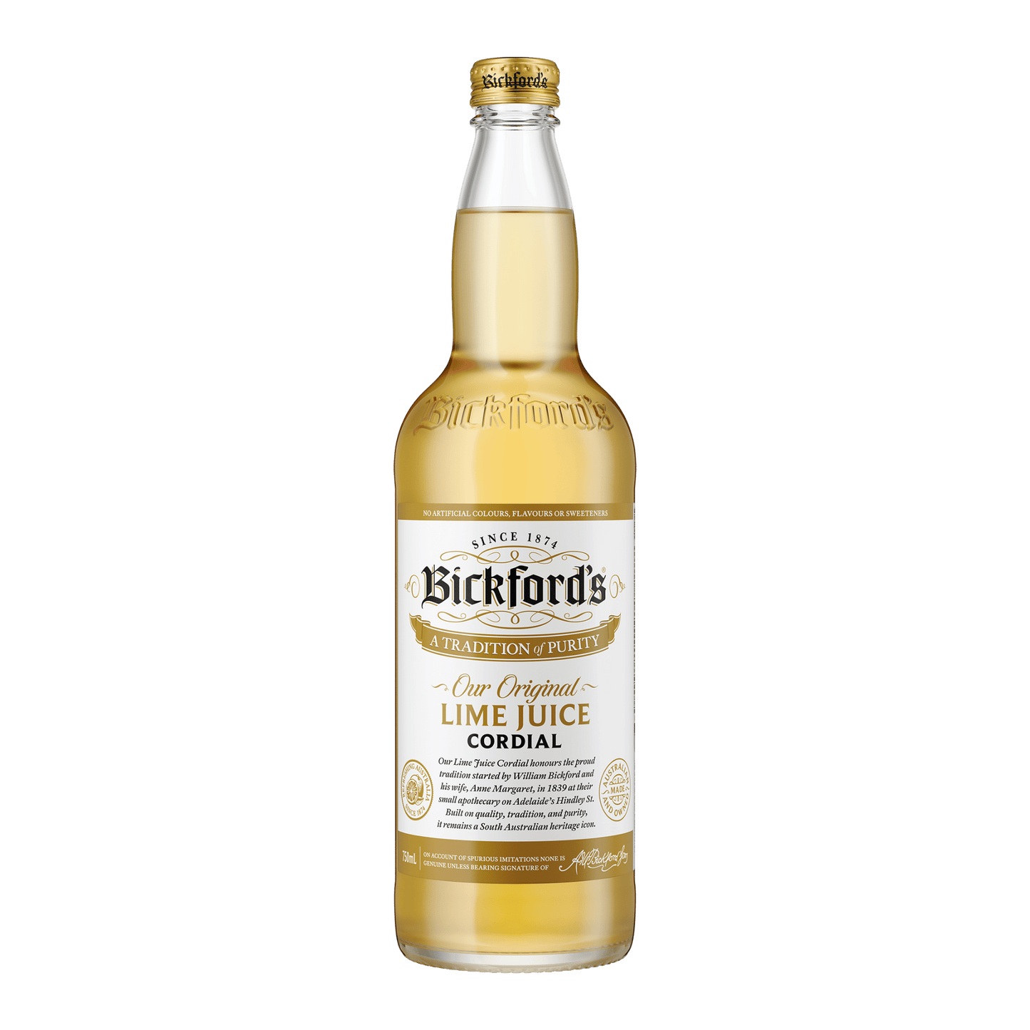 Bickford's Natural Lime Juice Cordial, 750ml - Cordial