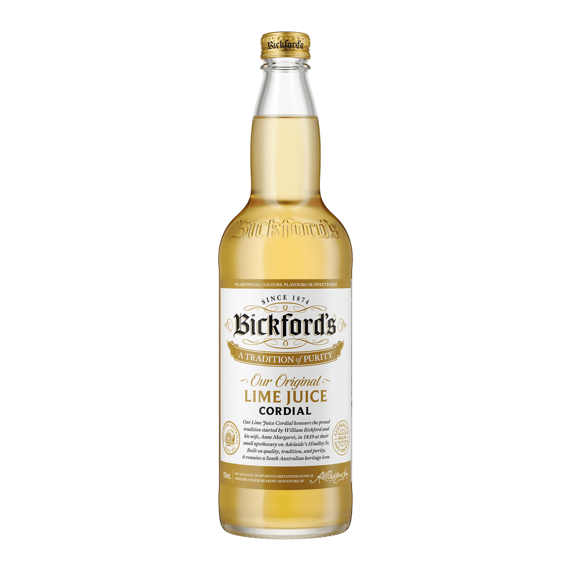 Bickford's Natural Lime Juice Cordial, 750ml - Cordial