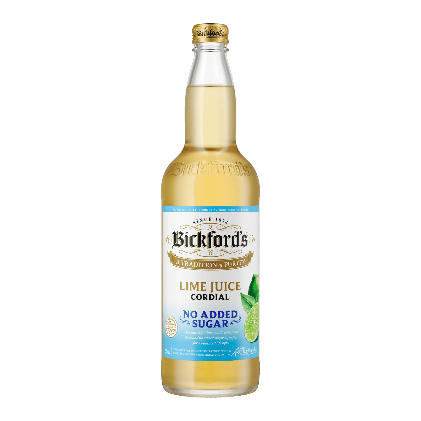 Bickford’s No Added Sugar Lemon Cordial 750ml - Cordial