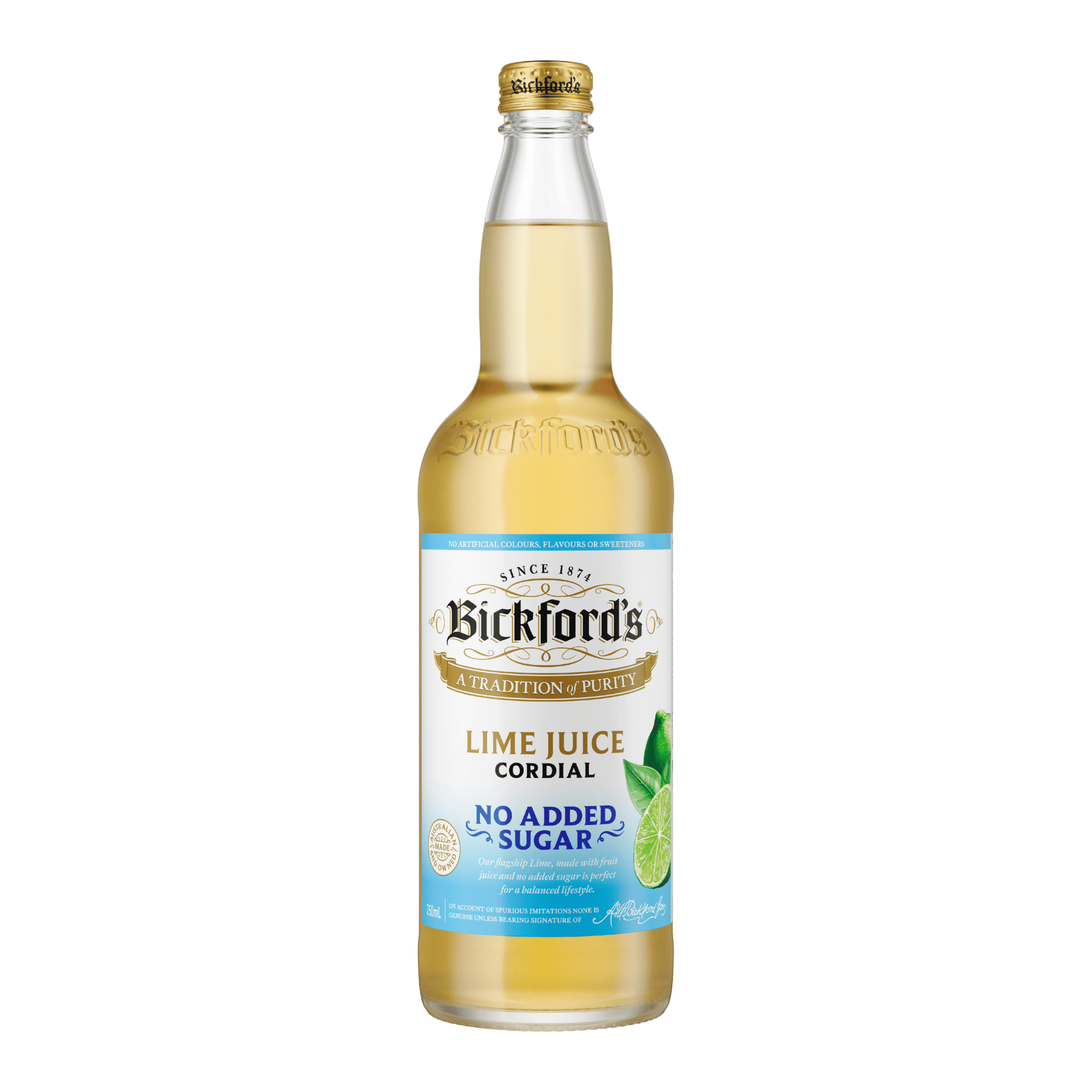 Bickford’s No Added Sugar Lemon Cordial 750ml - Cordial