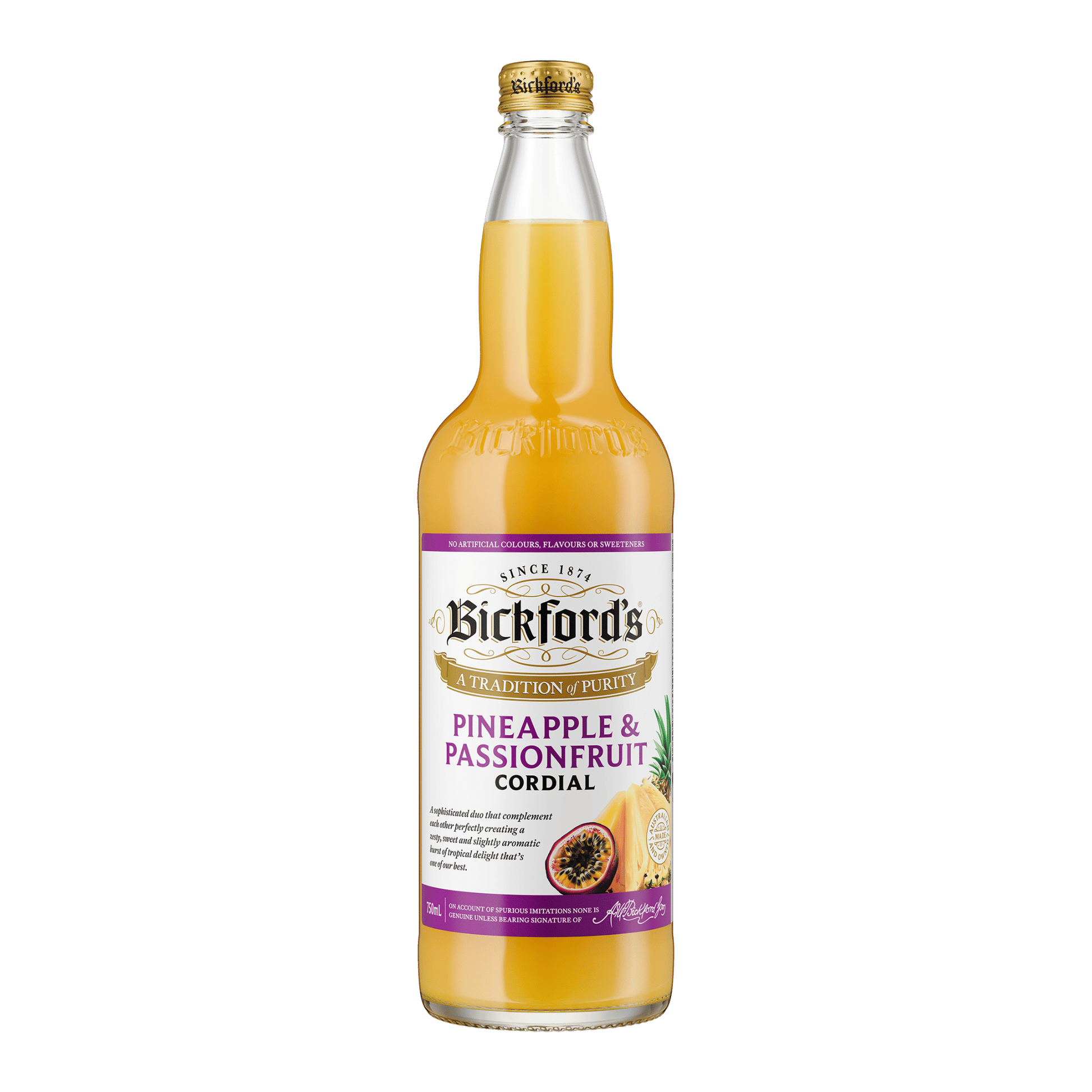 Bickford's Pineapple & Passionfruit Cordial, 750ml 
