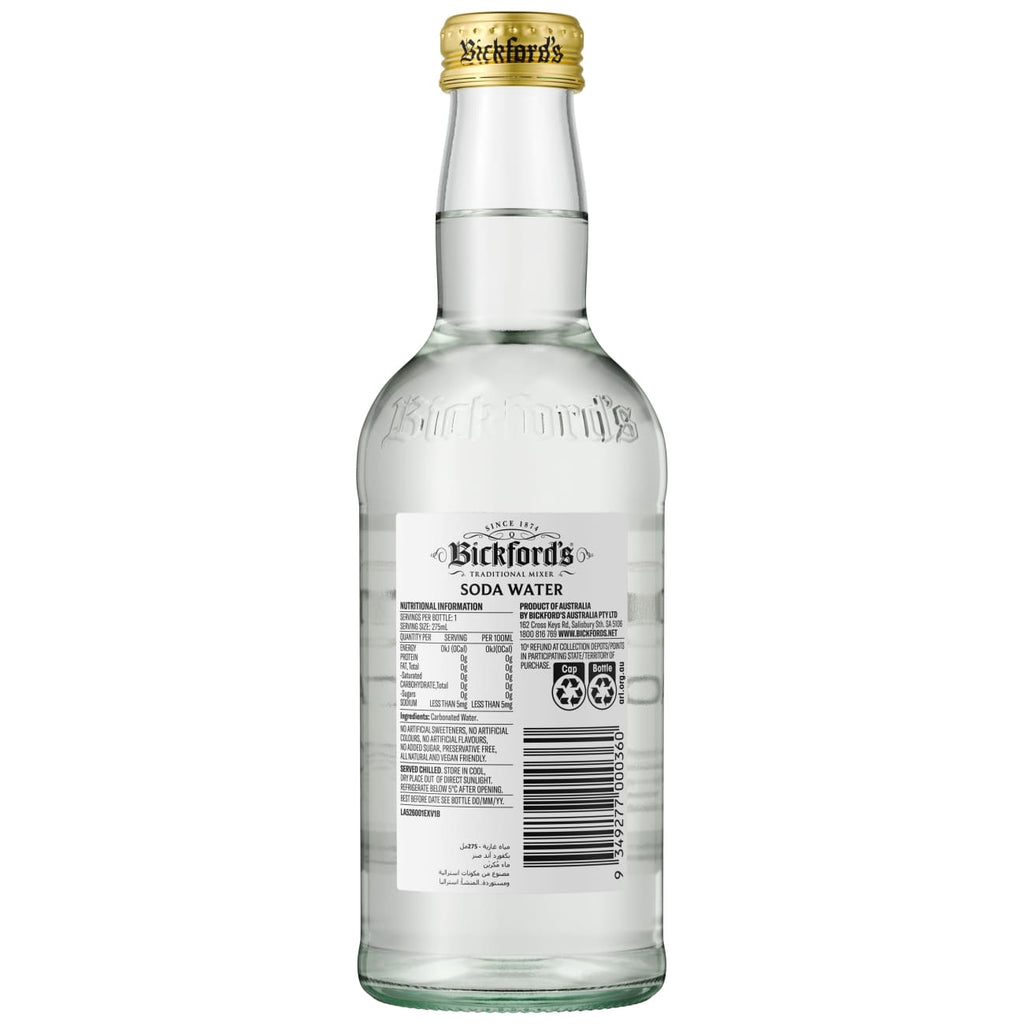 Bickford’s Soda Water 275ml - Carton x 24 - Soda