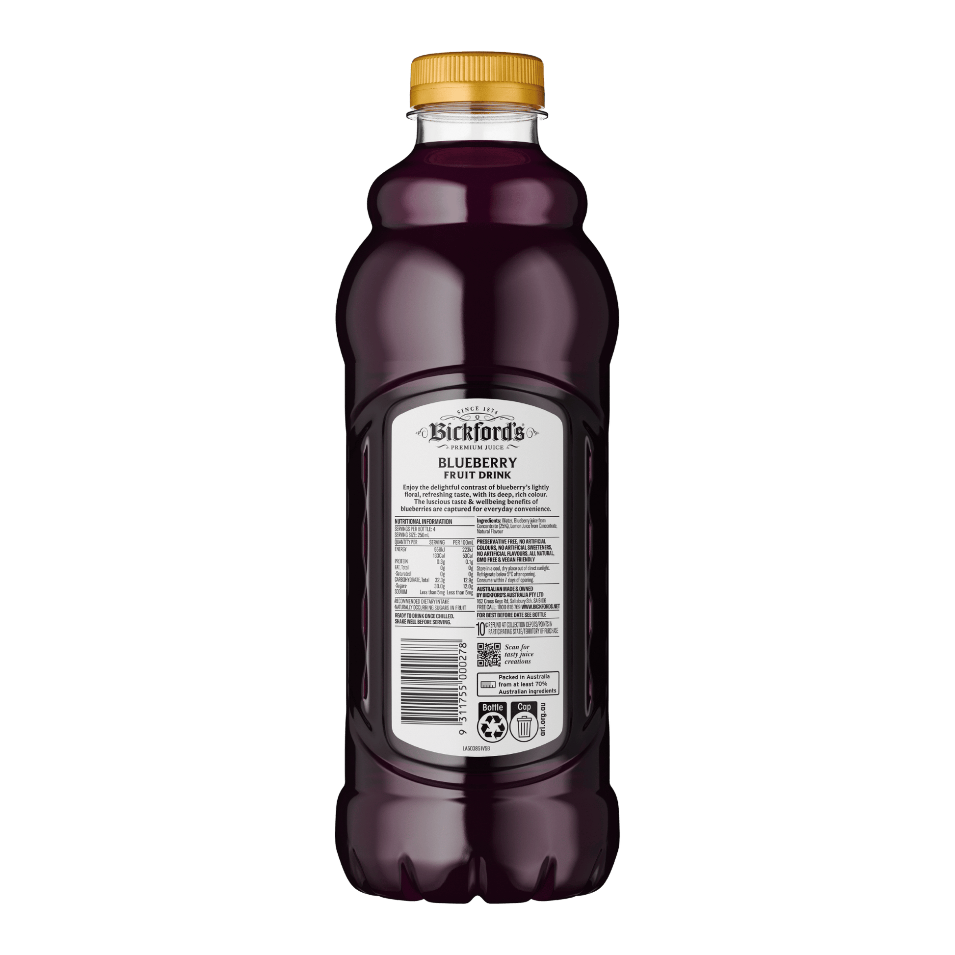 Bickford's Premium Blueberry Juice Drink, 1Lt - Juice