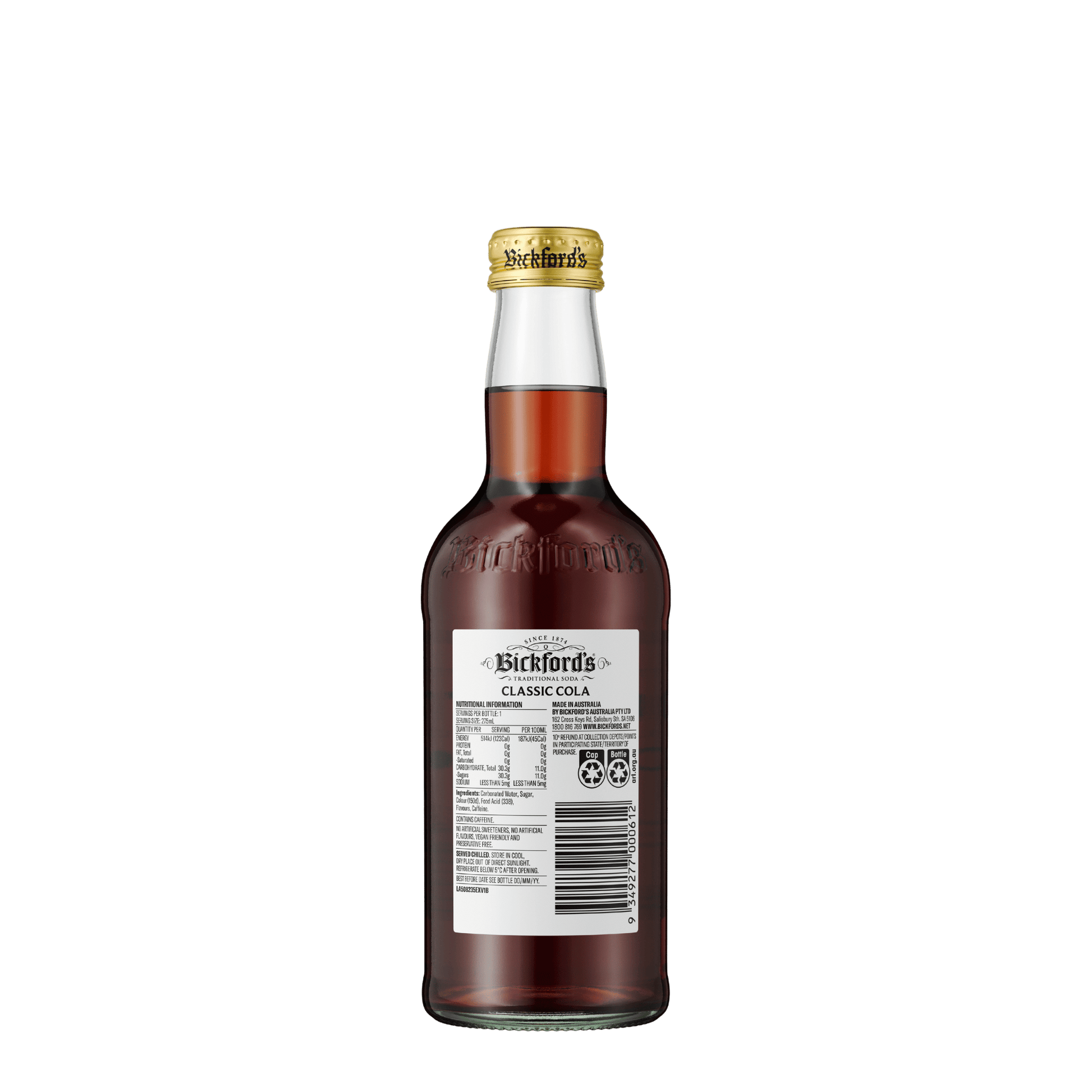 Bickford's Classic Cola Traditional Soda, 275ml - soda