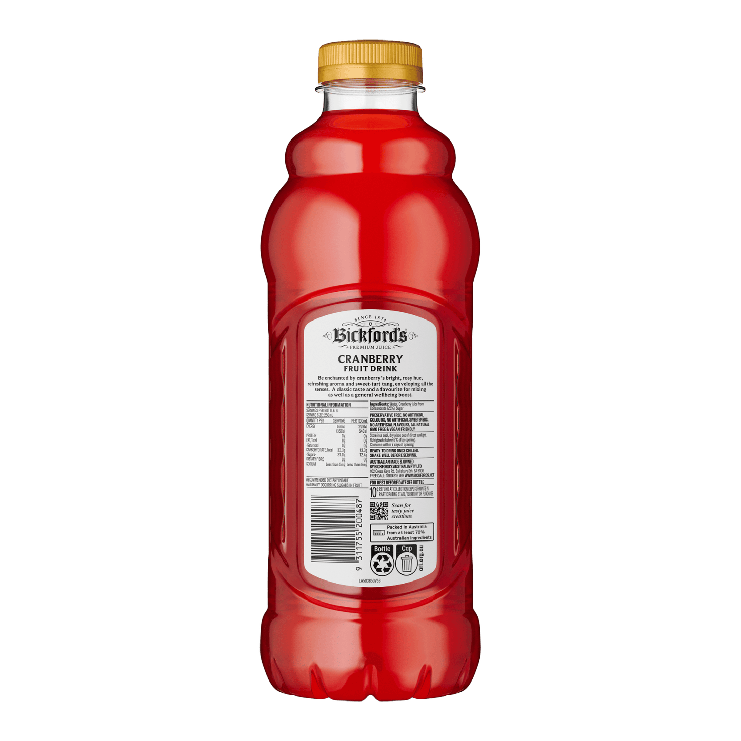 Bickford's Cranberry Fruit Drink, 1Lt - Juice