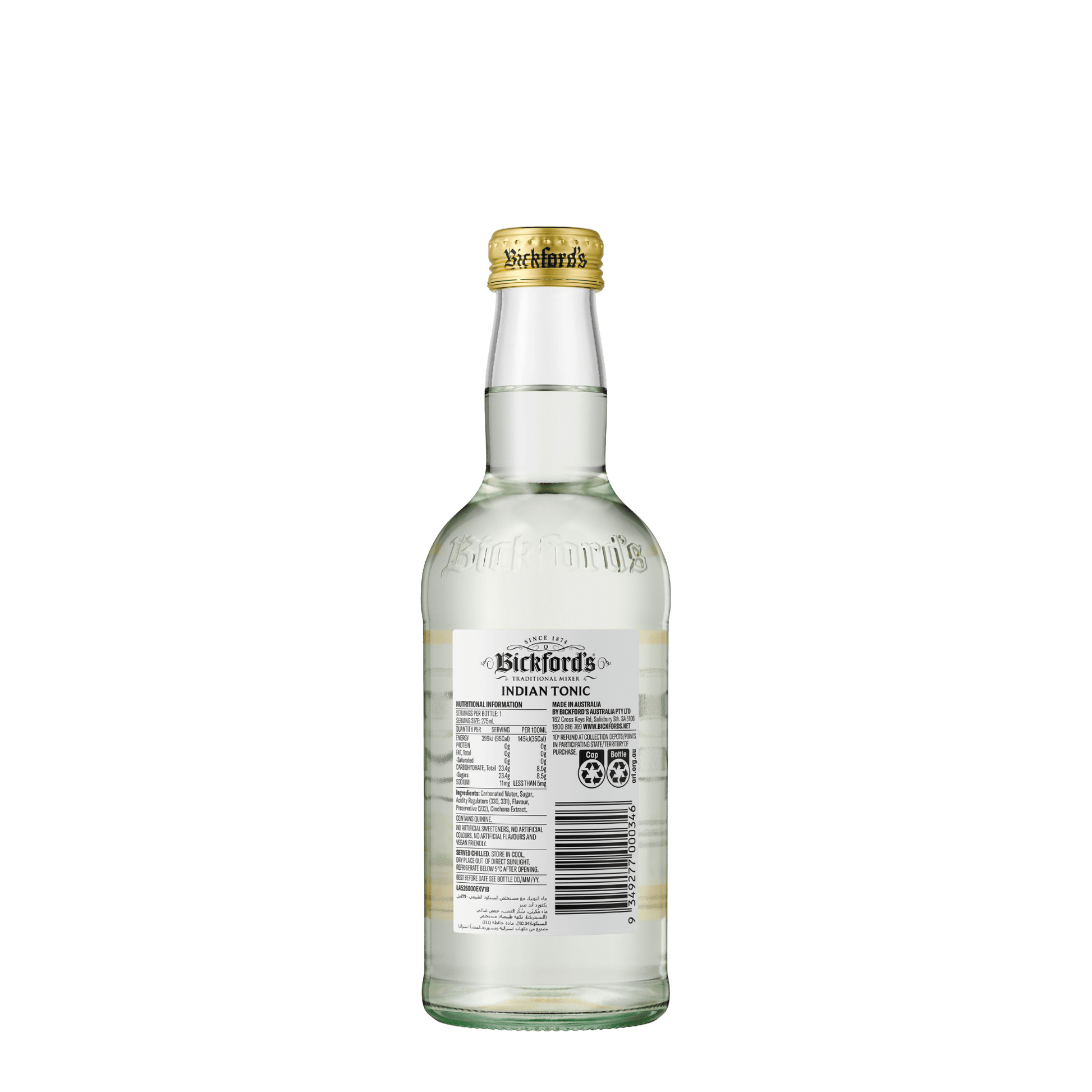 Bickford's Indian Tonic Water, 275ml - Soda