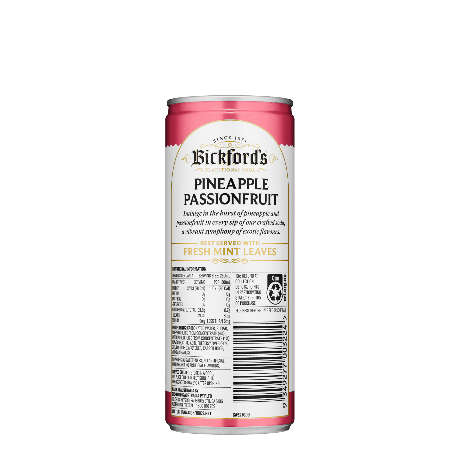 Bickford's Pineapple Passionfruit, 250ml - Soda