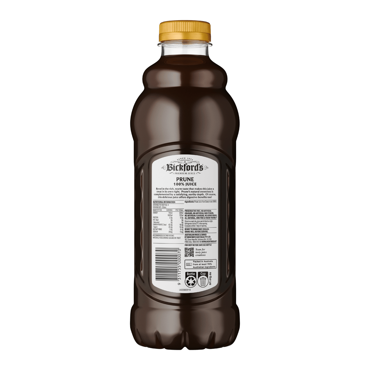 Bickford’s Premium 100% Prune Juice 1Lt - Juice