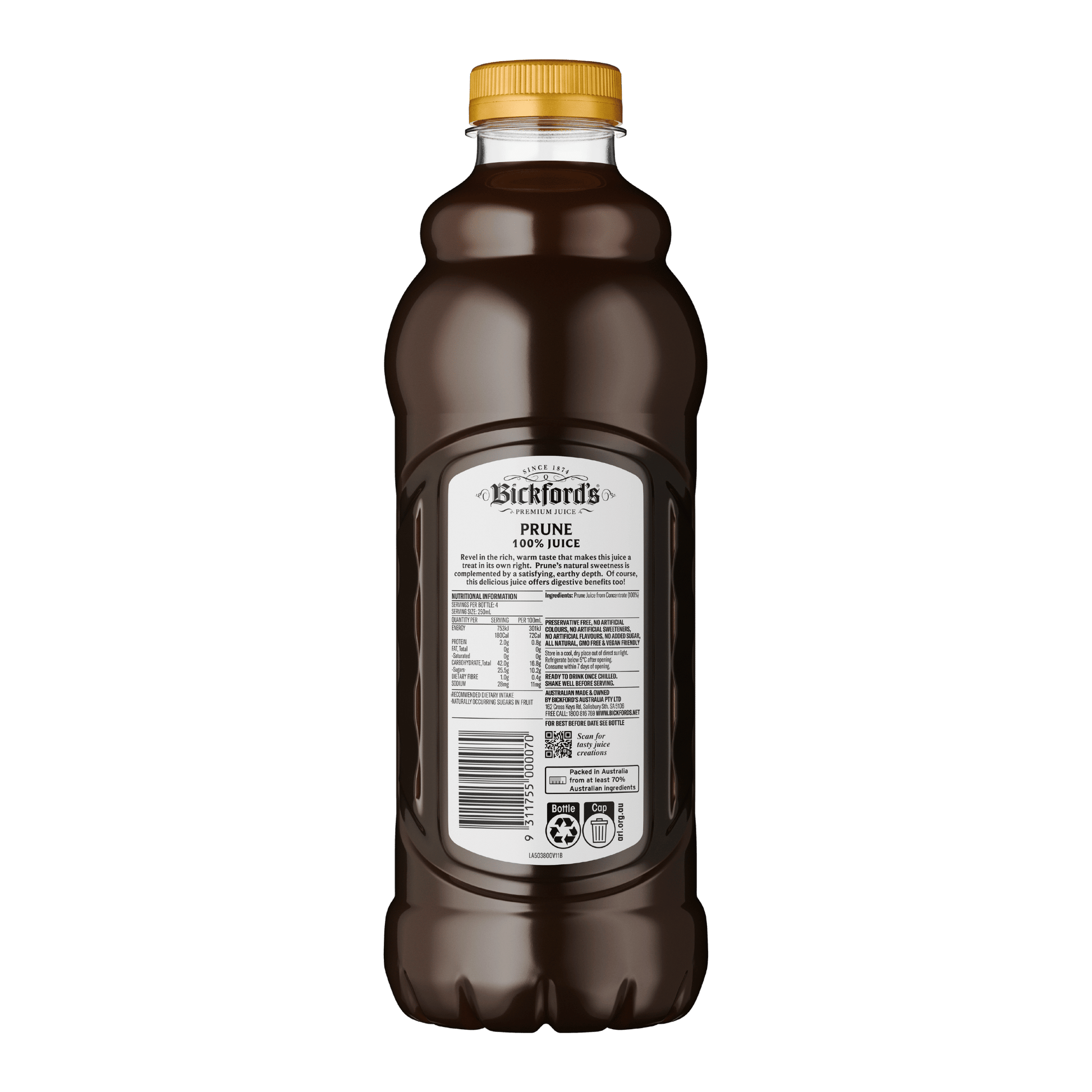 Bickford’s Premium 100% Prune Juice 1Lt - Juice