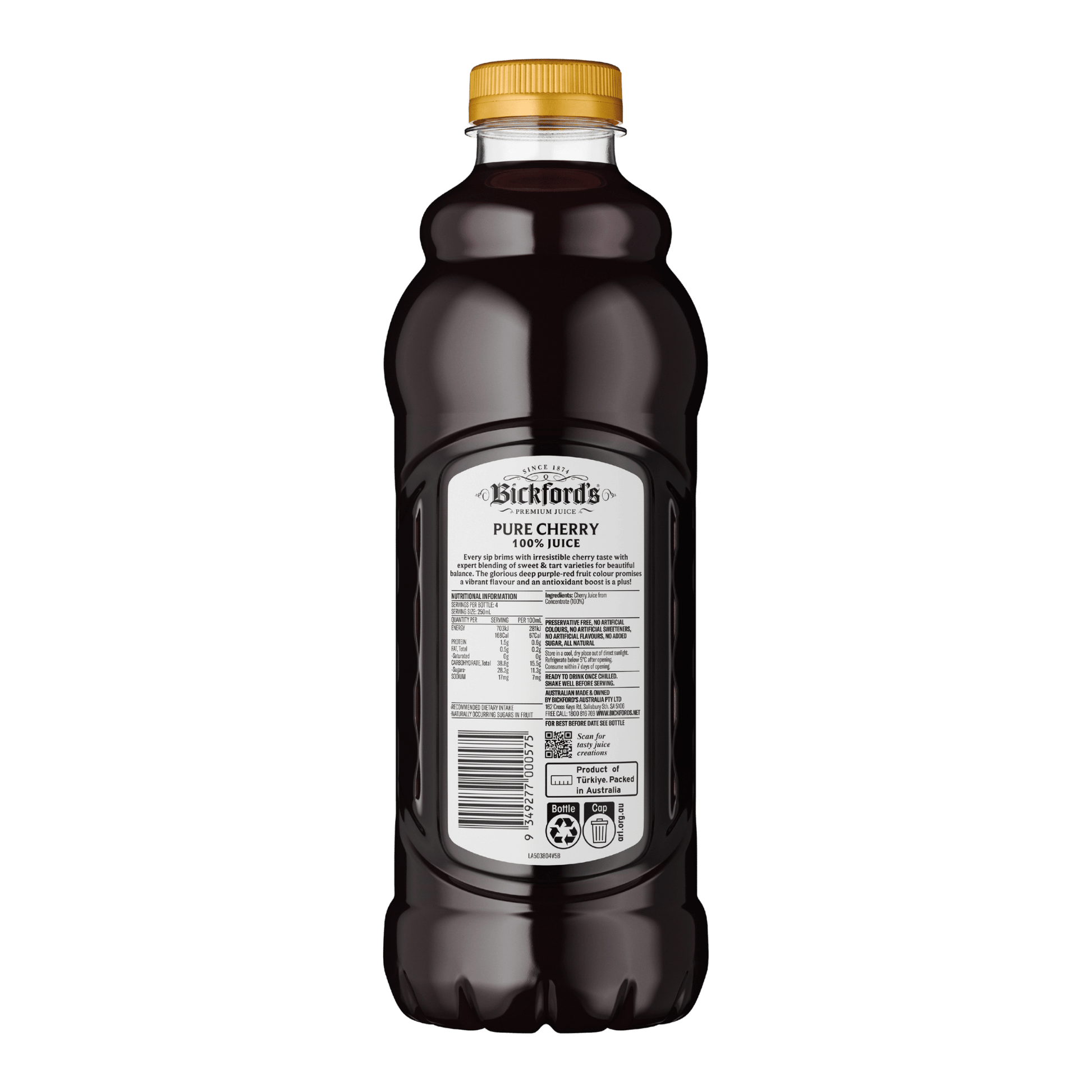 Bickford’s Pure Cherry 100% Juice 1Lt - Juice