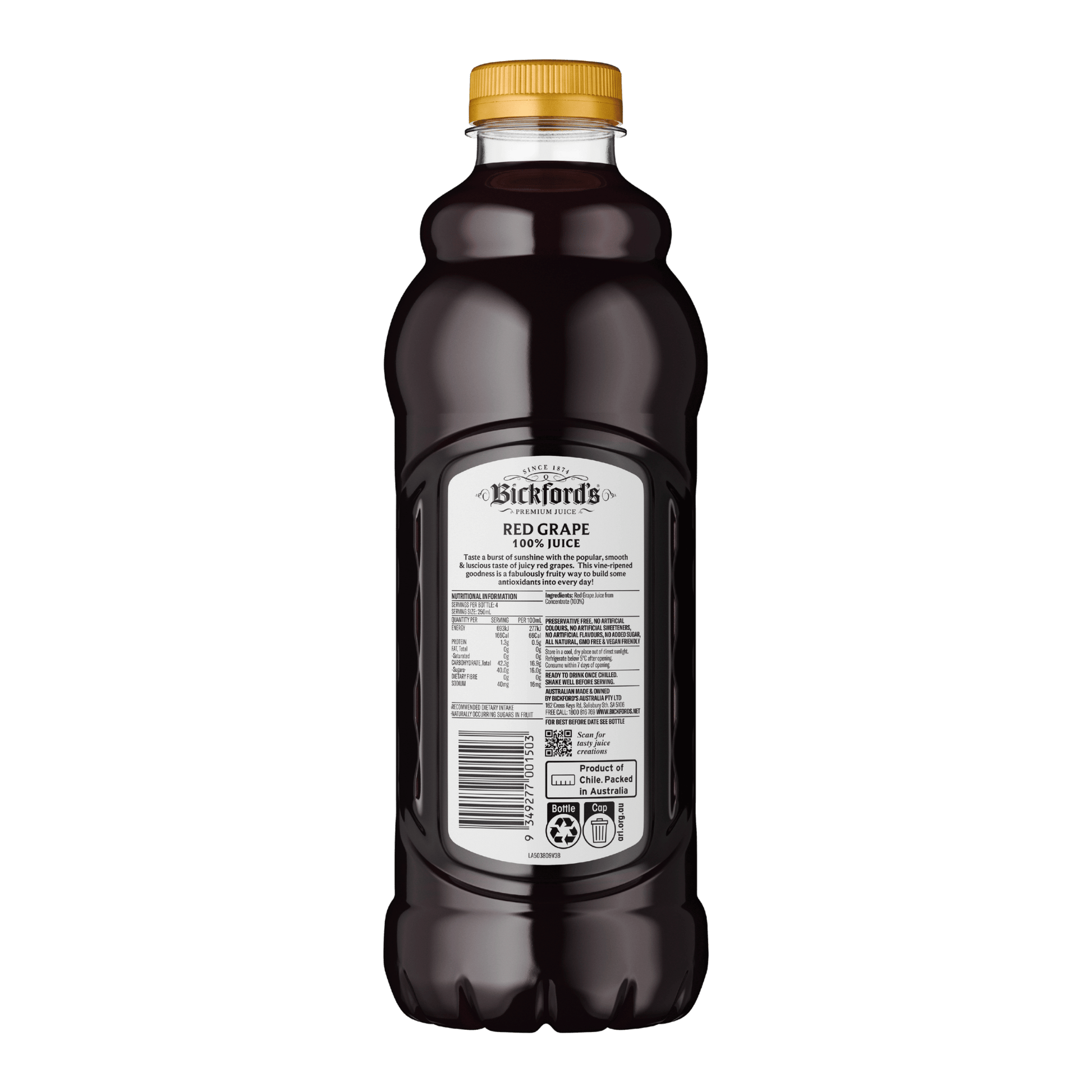 Bickford's Red Grape 100% Juice, 1Lt - Juice