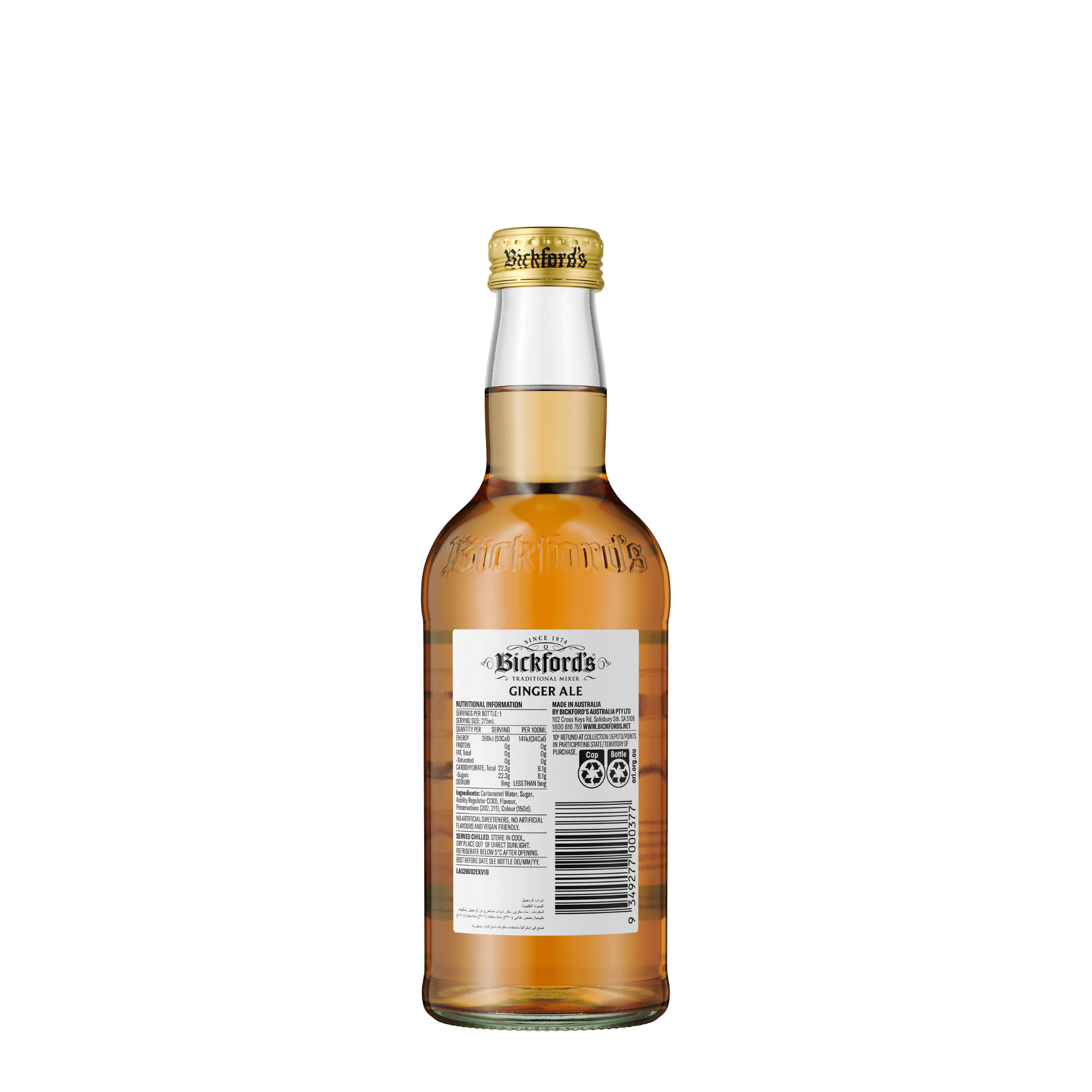Bickford's Ginger Ale, 275ml - soda