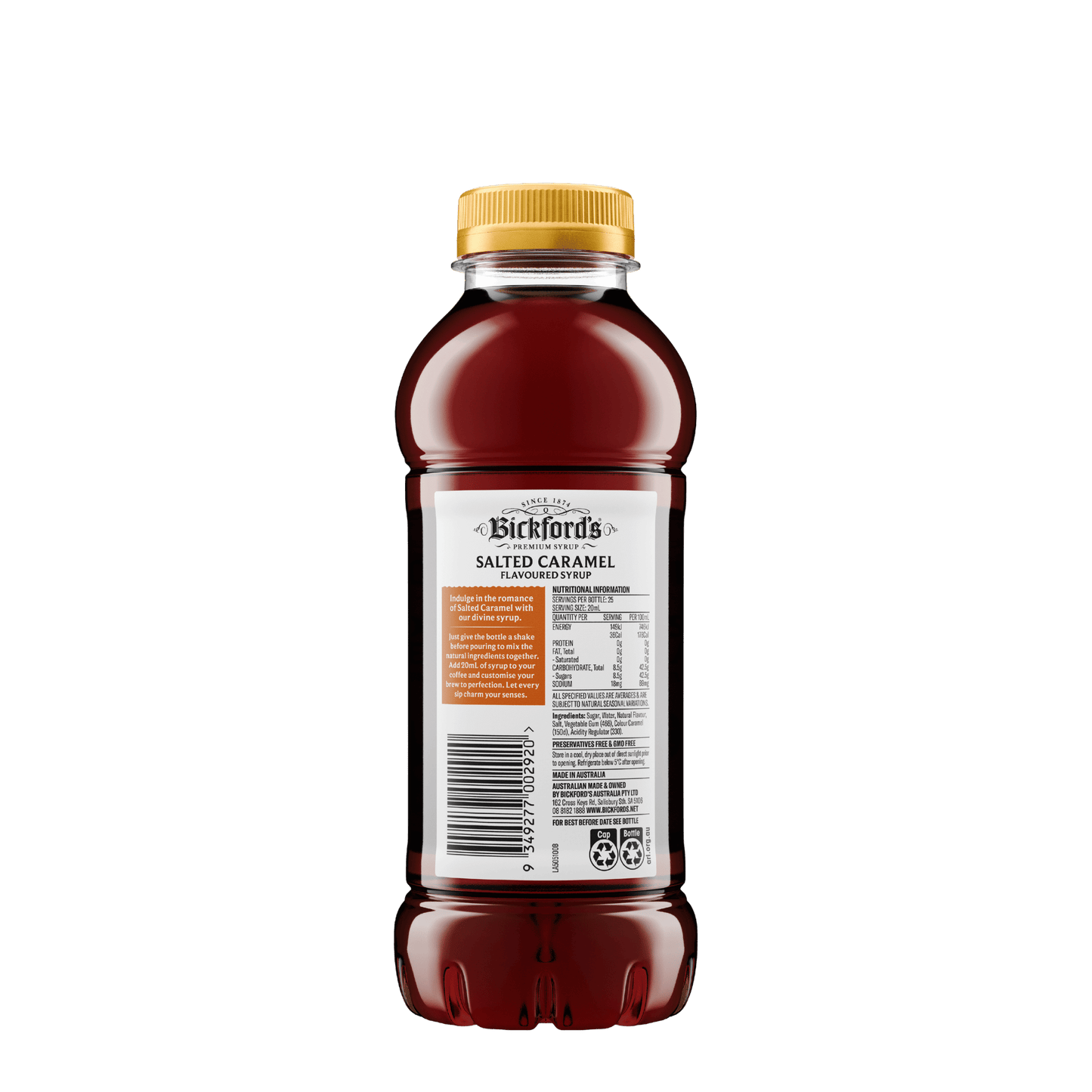 Bickford’s Salted Caramel Syrups for Coffee 500ml - Syrup