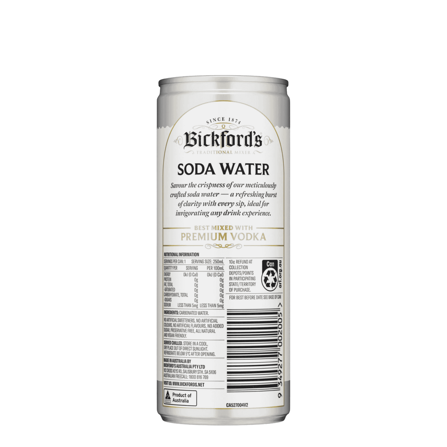 Bickford's Soda Water, 250ml - Carbonated Water