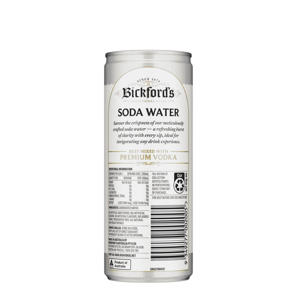 Bickford's Soda Water, 250ml - Carbonated Water