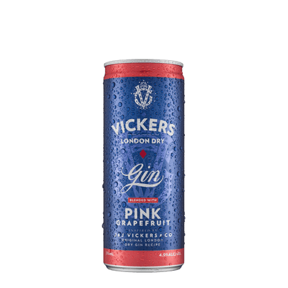 Vickers Gin blended with Pink Grapefruit, 250ml 4 .9% Alc. - Premixed