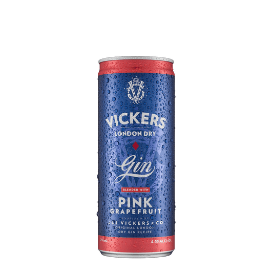 Vickers Gin blended with Pink Grapefruit, 250ml 4 .9% Alc. - Premixed