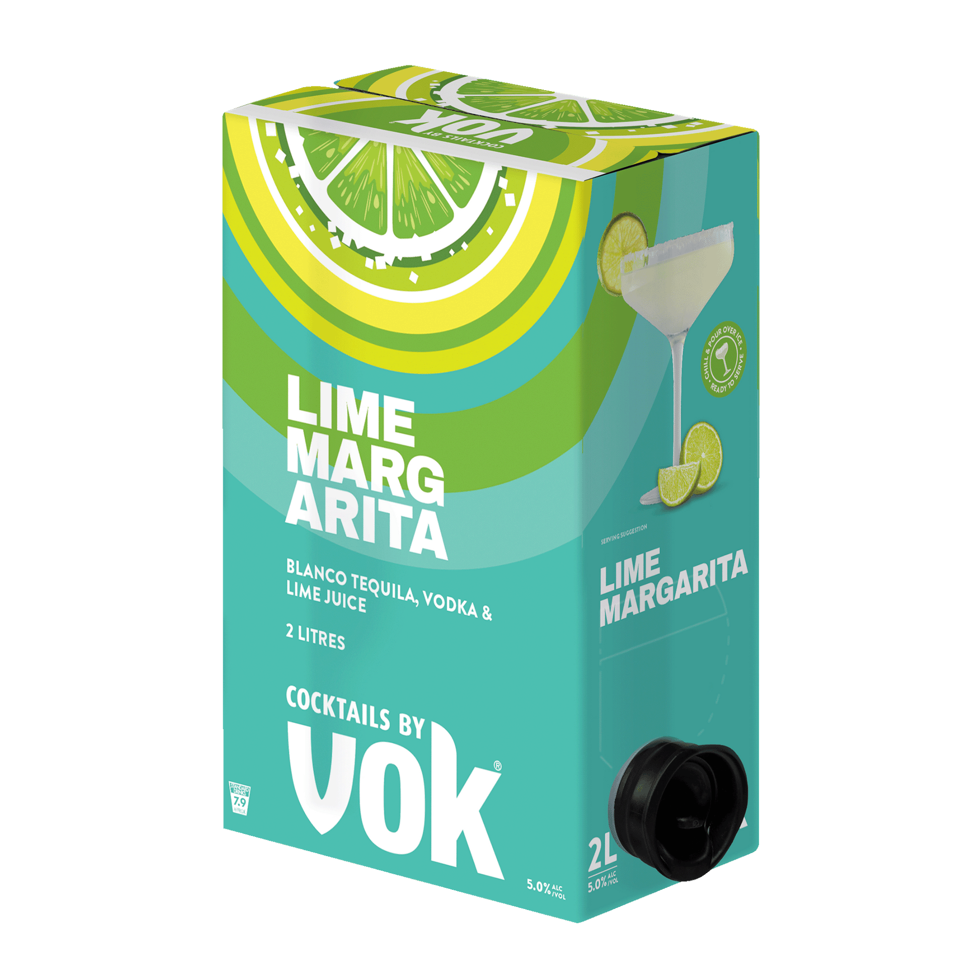 Vok Lime Margarita Ready to Serve Cocktails, 2Lt 5% Alc. - Liquor