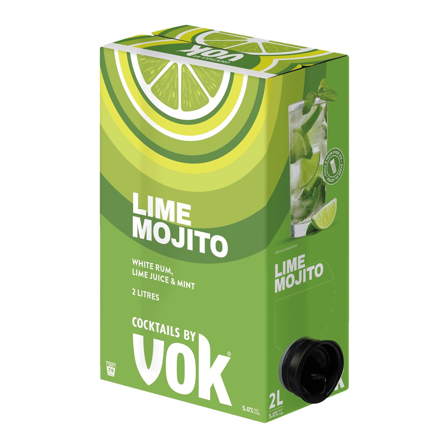 Vok Ready to Serve Cocktails Lime Mojito, 2Lt 5% Alc - Liquor