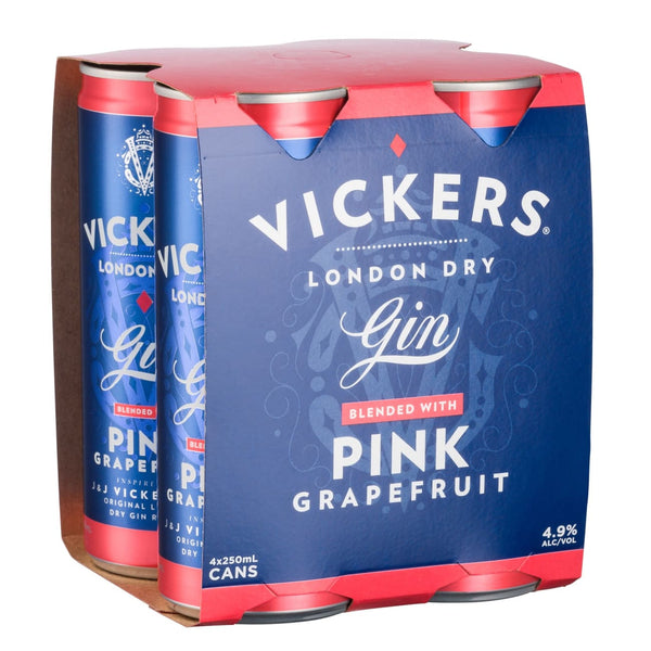 Vickers Gin blended with Pink Grapefruit, 250ml 4 .9% Alc. - Sippify