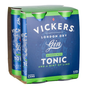Vickers Gin blended with Tonic & a hint of lime, 250ml 4.9% Alc. - Sippify